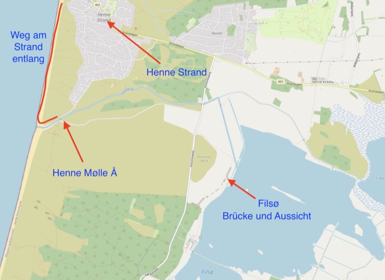 Karte Umgebung Henne Strand