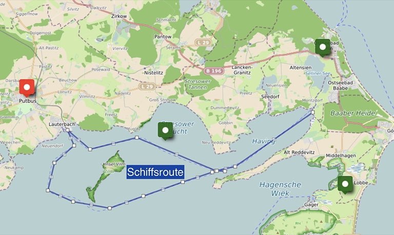 Karte Schifffahrt Bodden, Rügen