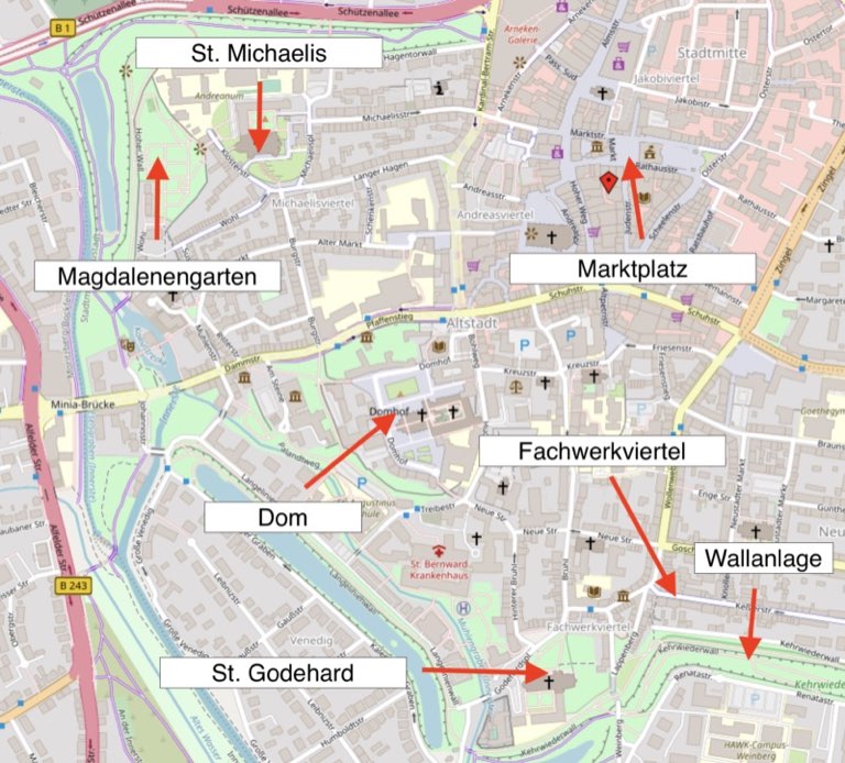 Karte Hildesheim Sehenswürdigkeiten