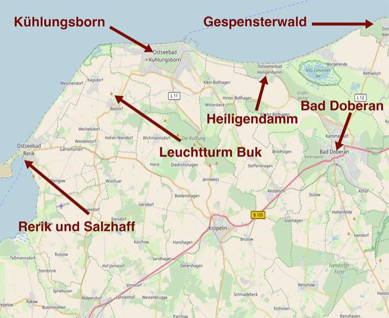 Karte rund um Kühlungsborn